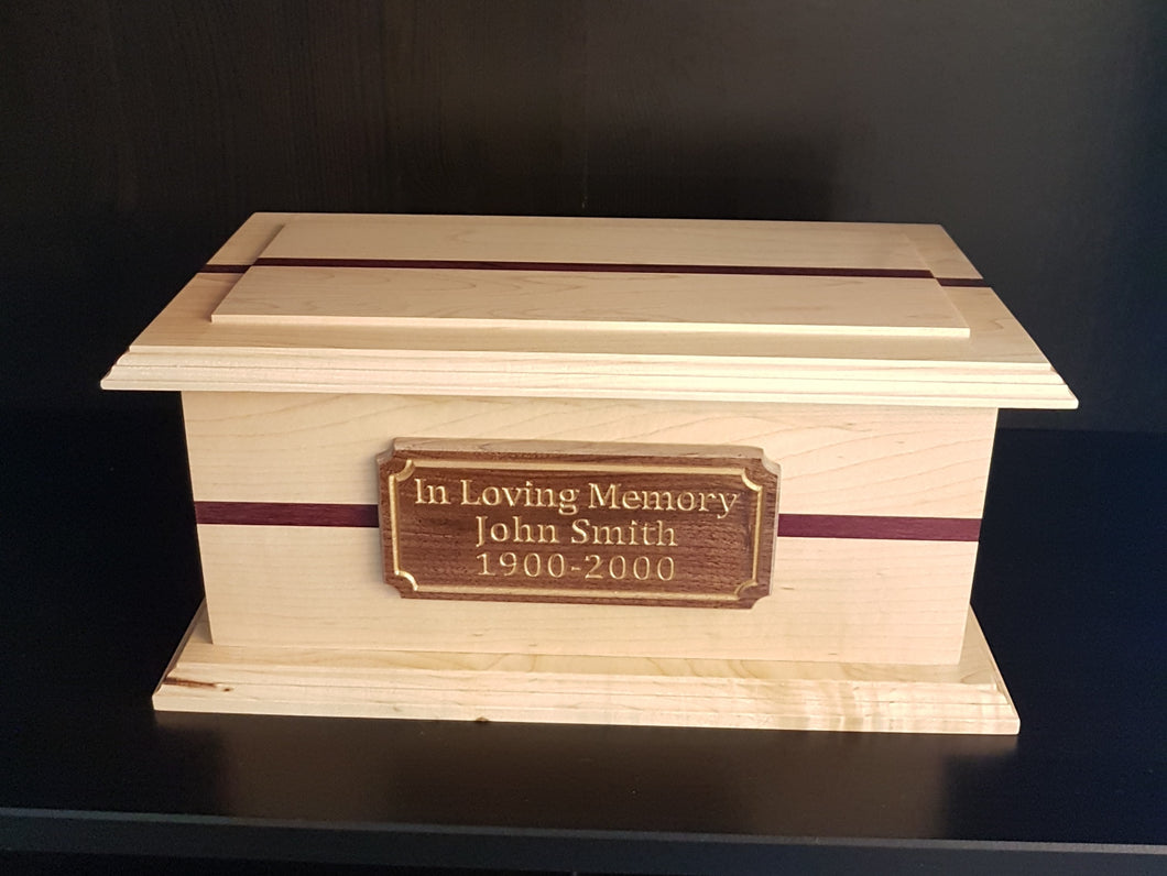 Large Maple Wooden Cremation Urn