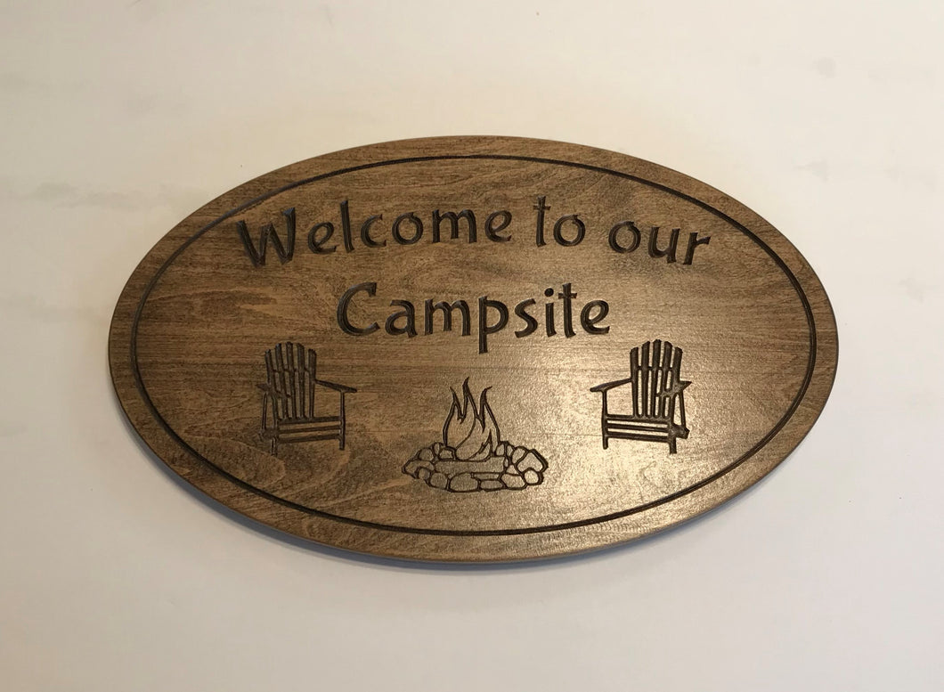 Welcome To Our Campsite Oval